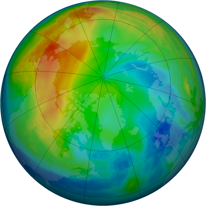 Arctic ozone map for 07 December 2001